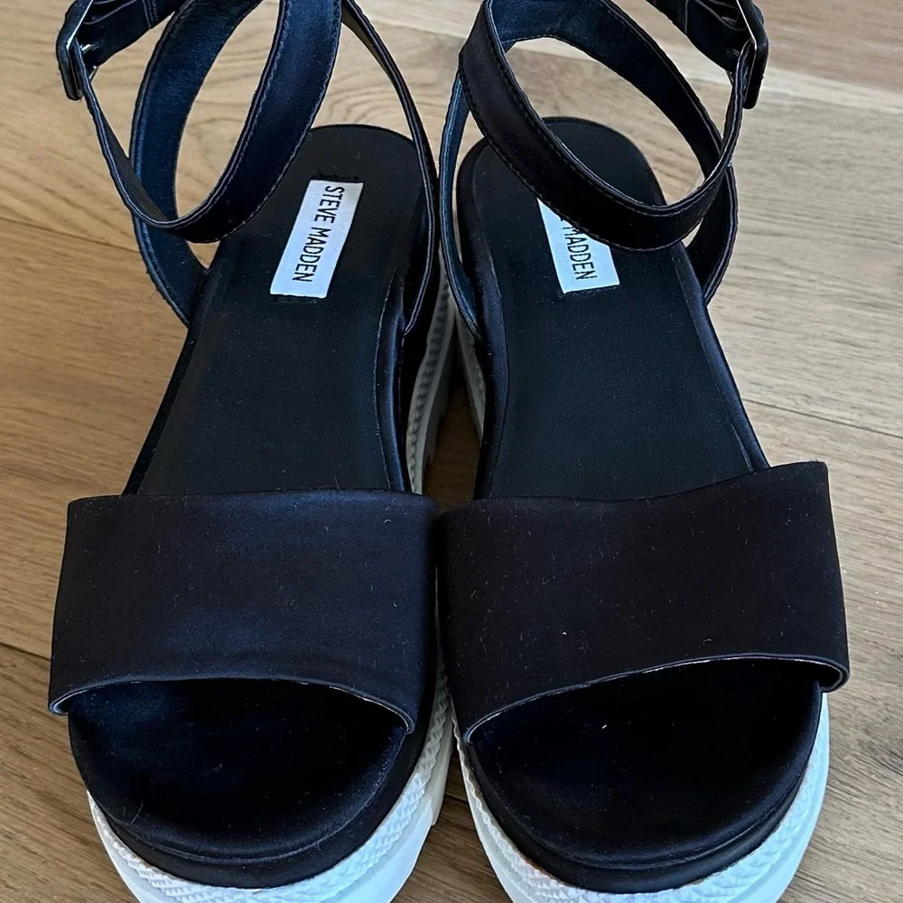 Steve Madden Black Platform Sandals with White Sole